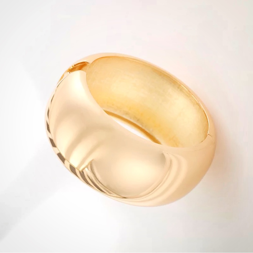 NEW Gold-tone Hinged Dome Cuff Bracelet - Picture 9 of 16
